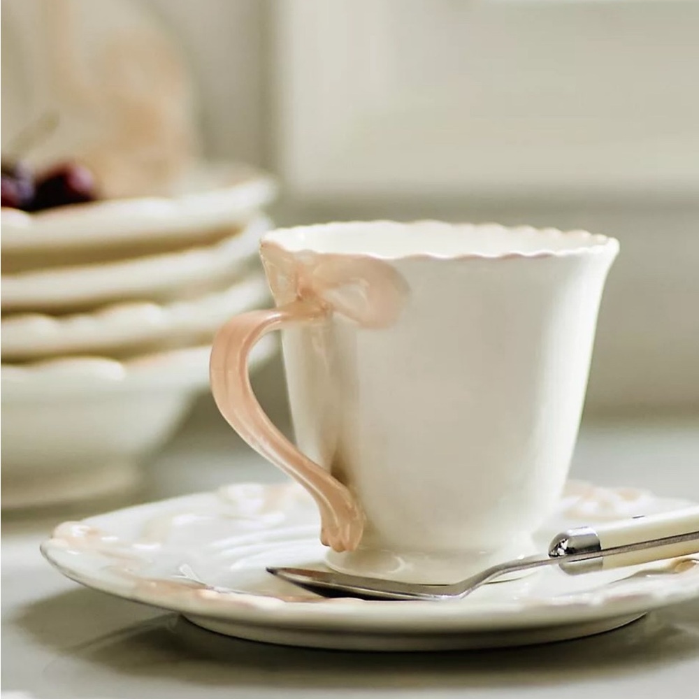 Anthropologie Benedita Bow Stoneware Mug